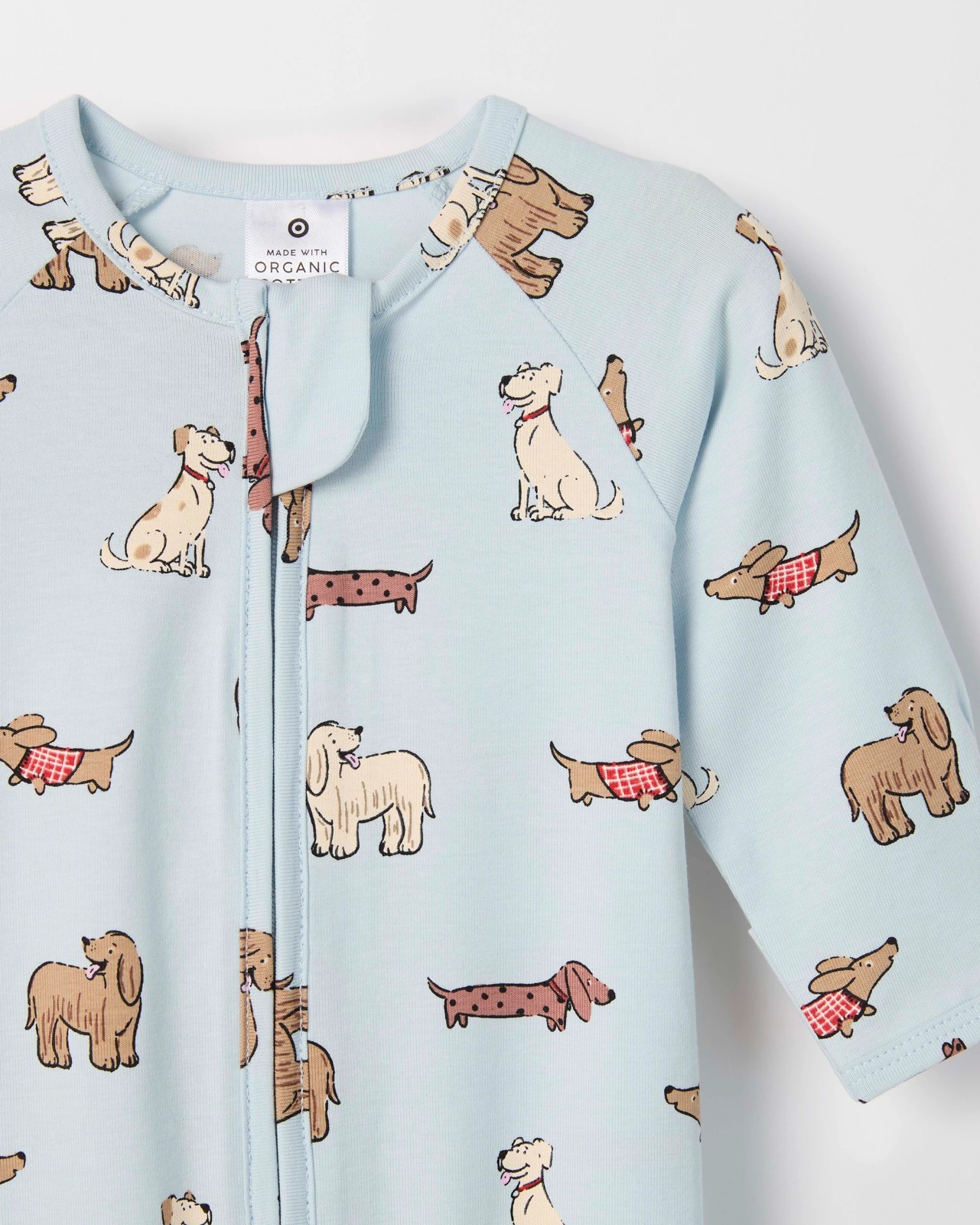 Baby Organic Cotton Footless Coverall - Puppy Blue 2 of 2