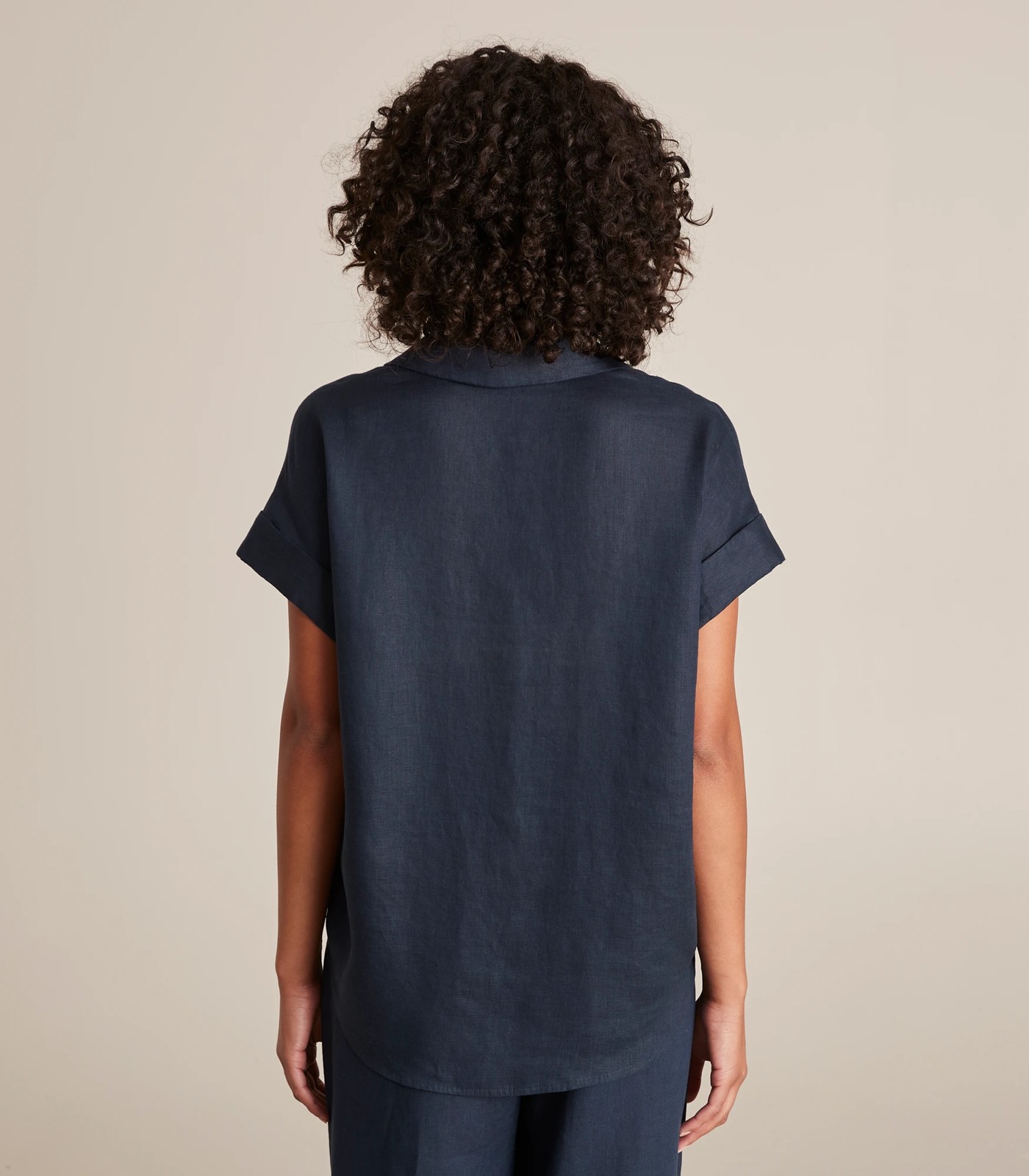 European Linen Roll Cuff Sleeve Blouse 4 of 6