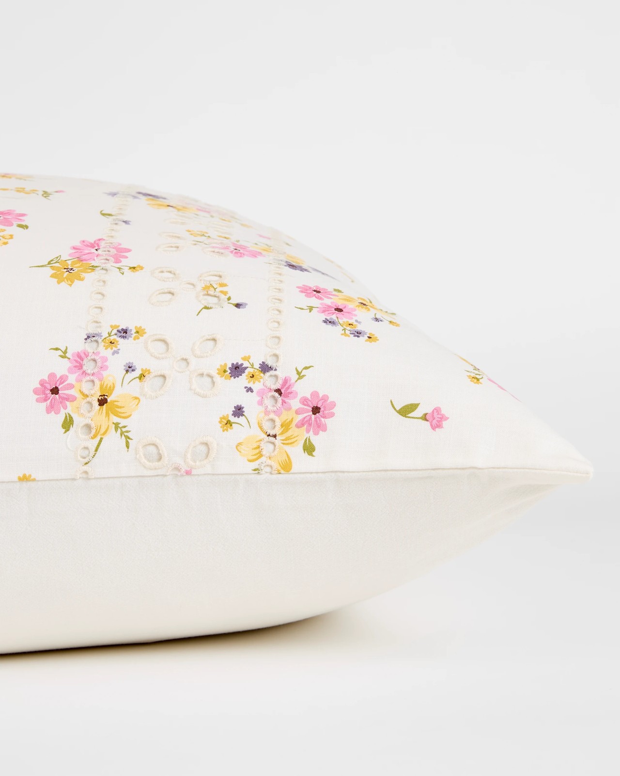 Dahlia Floral Embroidered European Pillowcase - Cloud 3 of 4
