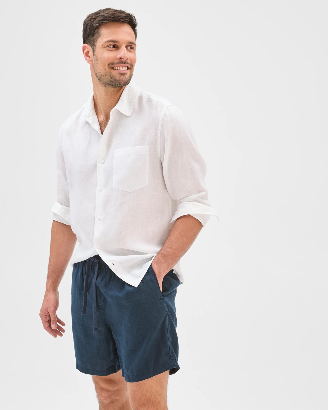European Linen Shorts - Navy 3 of 6