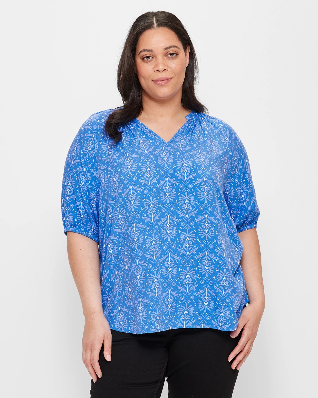 Curve VNeck Puff Sleeve Blouse Target Australia