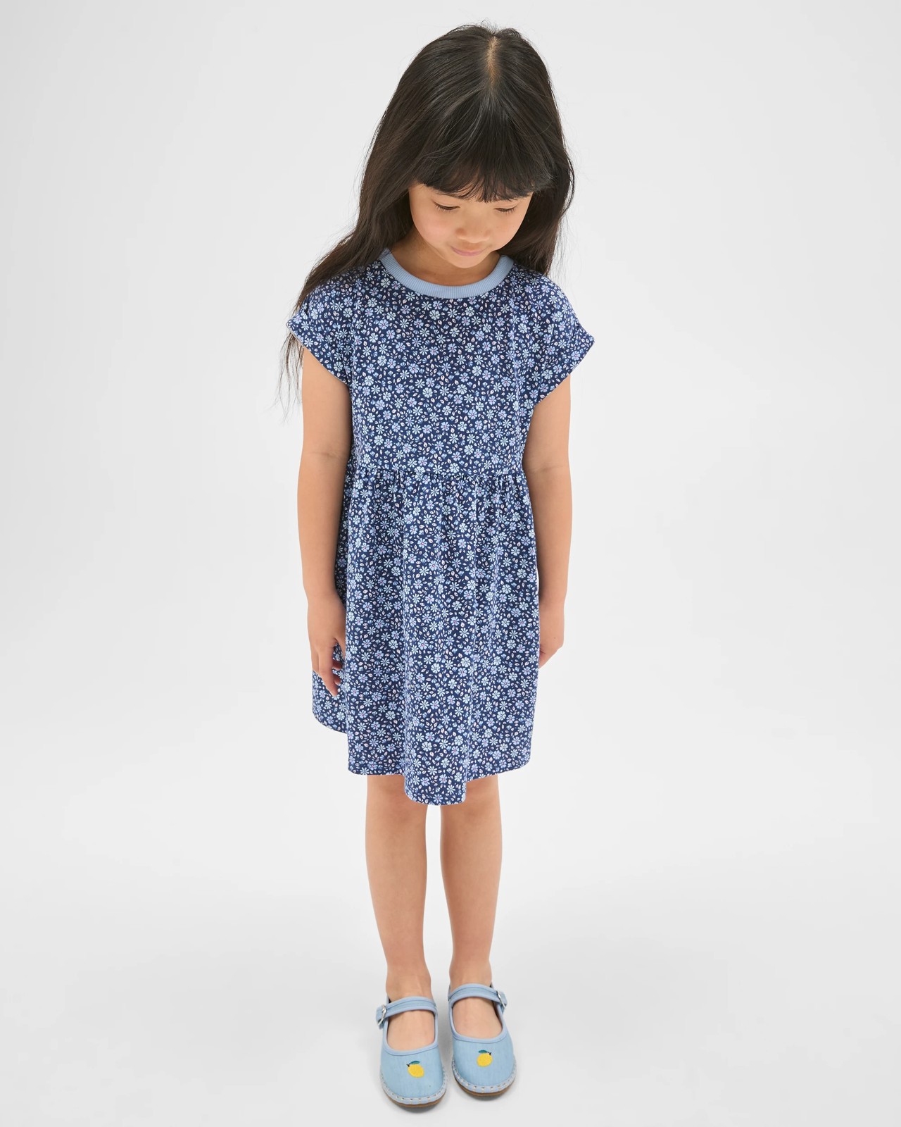 Australian Cotton Knit Dress - Blue Ditsy 2 of 6