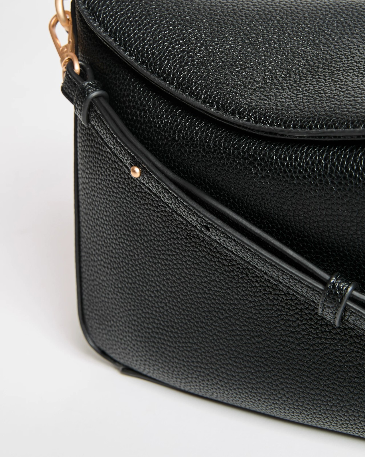 Soft Fold Over Shoulder Bag - Black 2 of 2