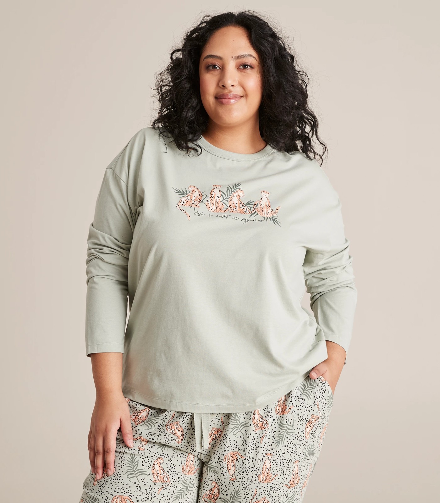 Curve Long Sleeve Printed Sleep T Shirt Target Australia