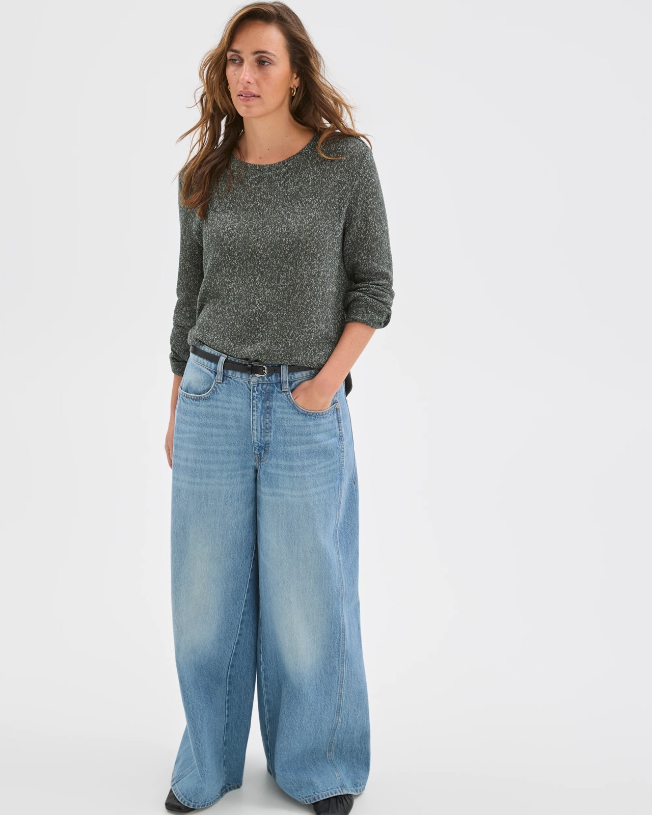 Australian Cotton Blend Long Sleeve Step Hem Textured Knit Top - Urban Chic 2 of 5