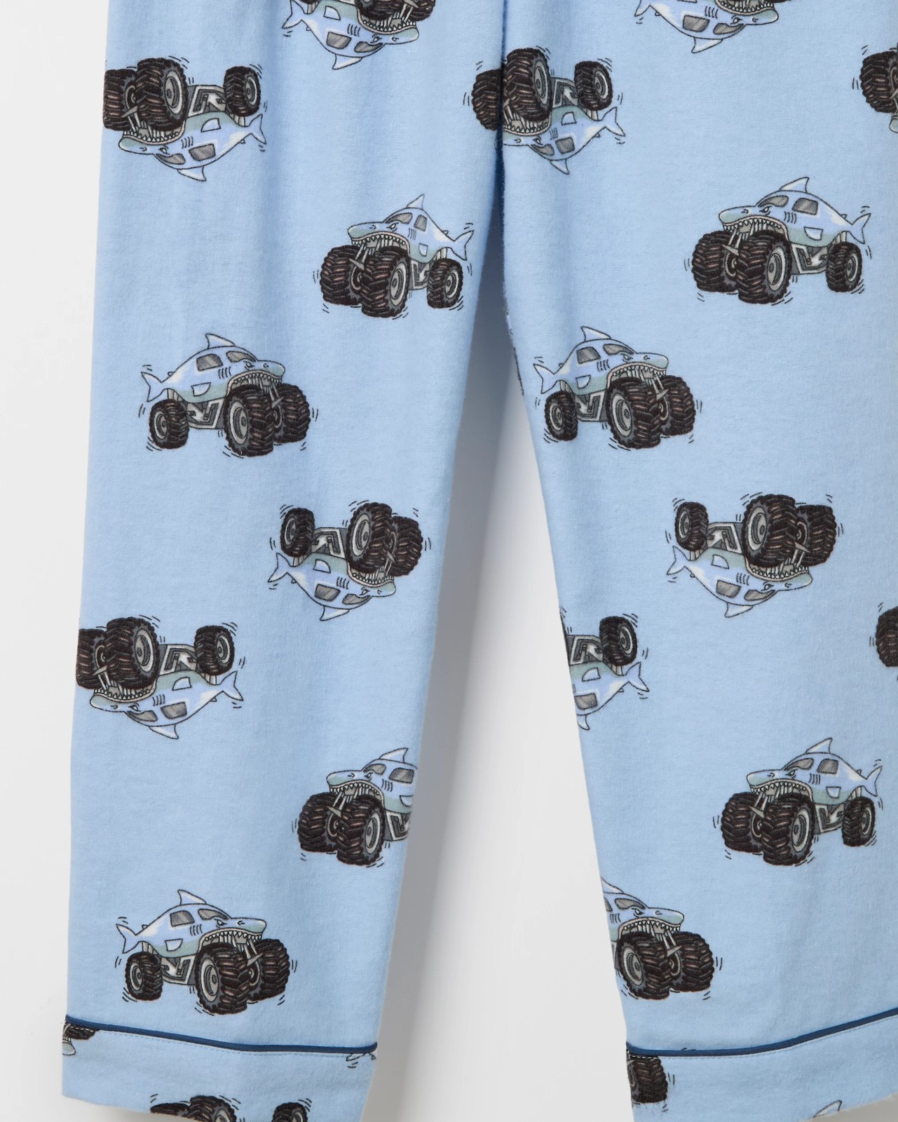 Younger Boys Australian Cotton Long Sleeve Top & Long Length Pants Flannel Pyjama Set - Shark Monster Truck 3 of 3