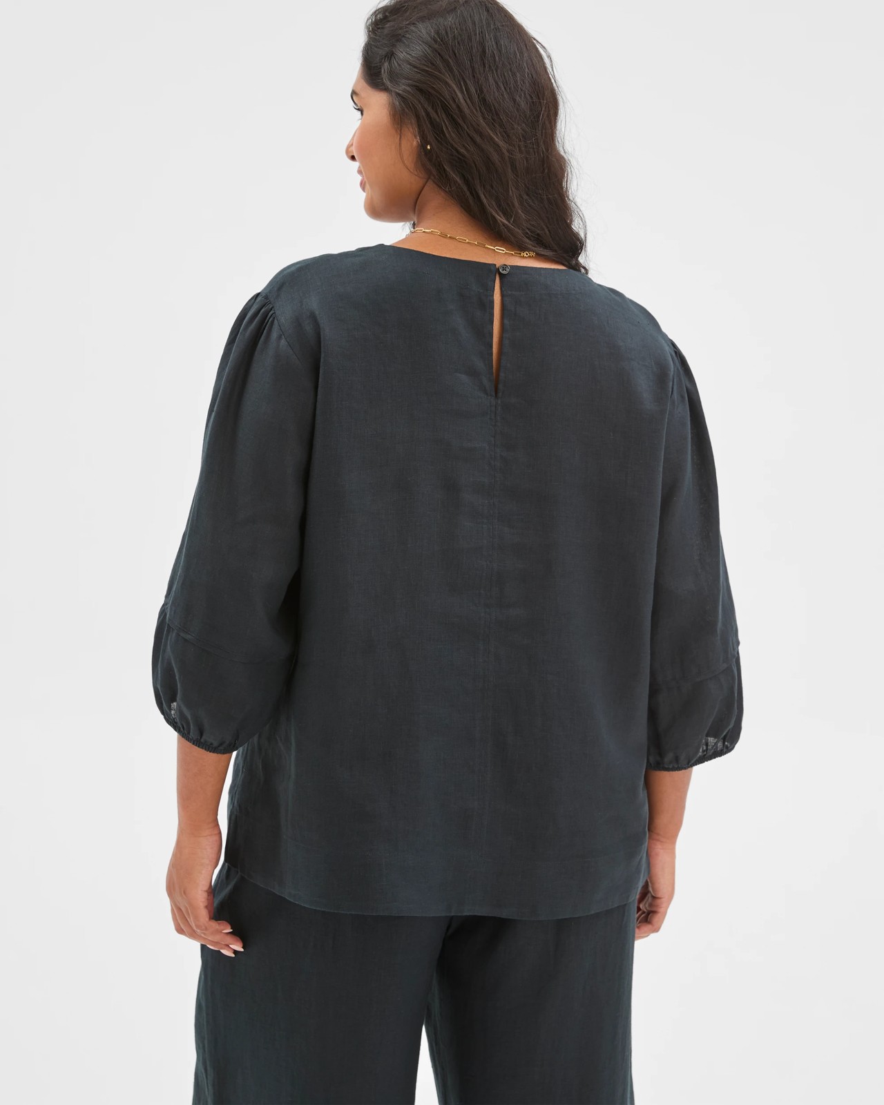 Plus Size European Linen Balloon Sleeve Blouse 6 of 6