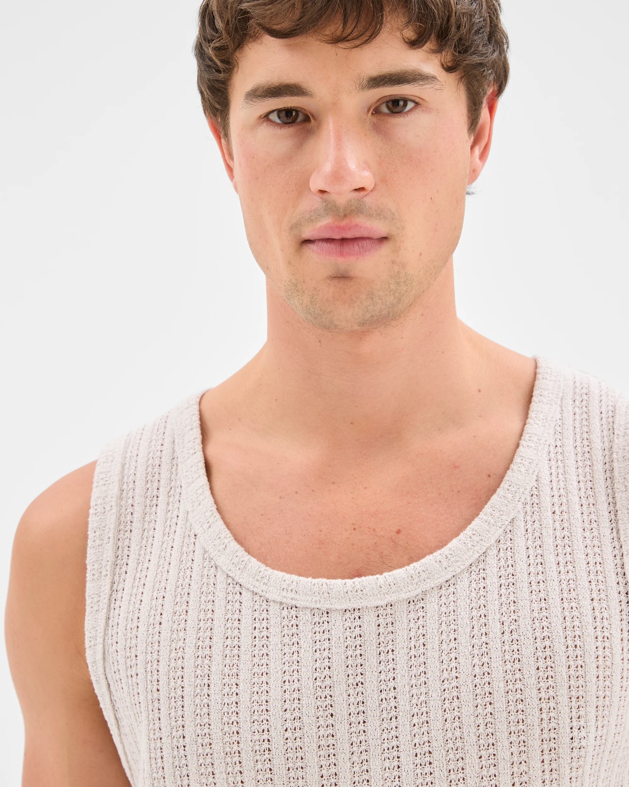 Commons Australian Cotton Blend Textured Tank Top - Washed White 5 of 6