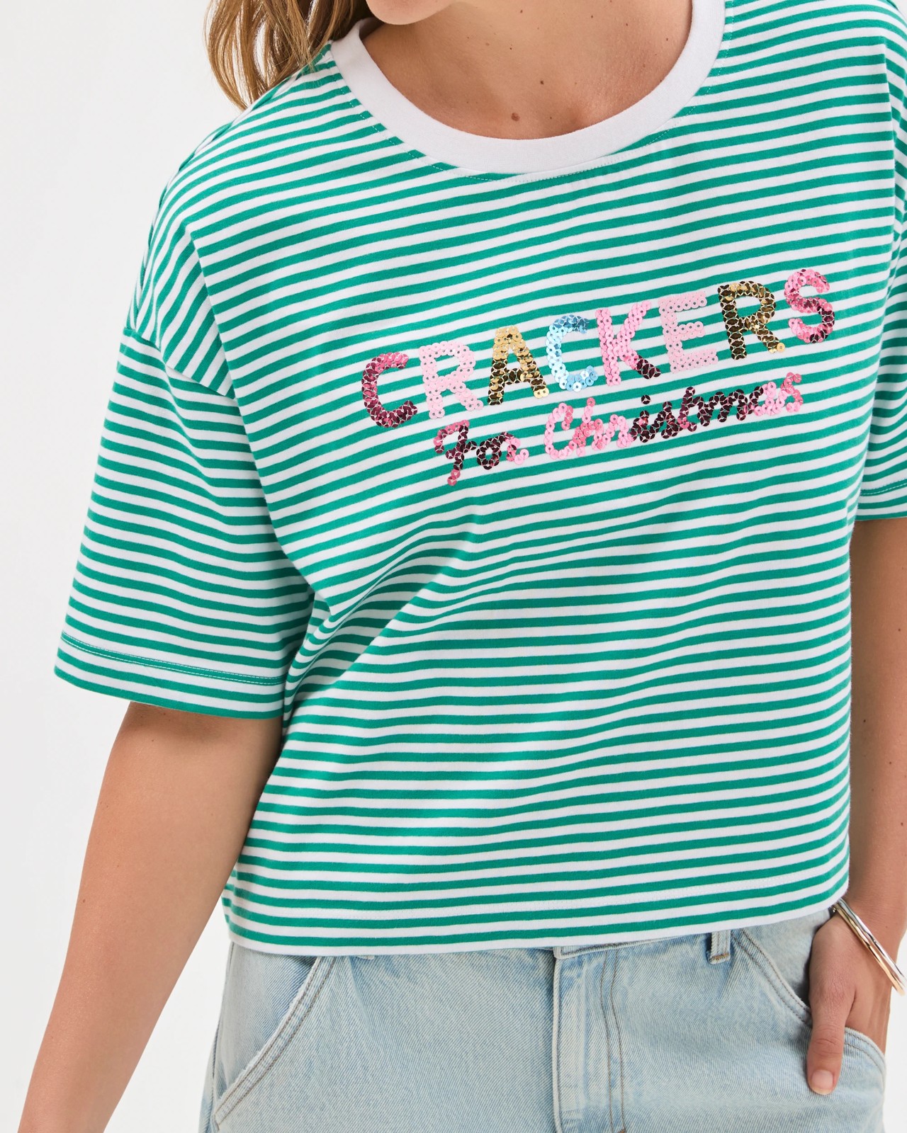 Australian Cotton Oversized Embellished Christmas T-Shirt 5 of 6