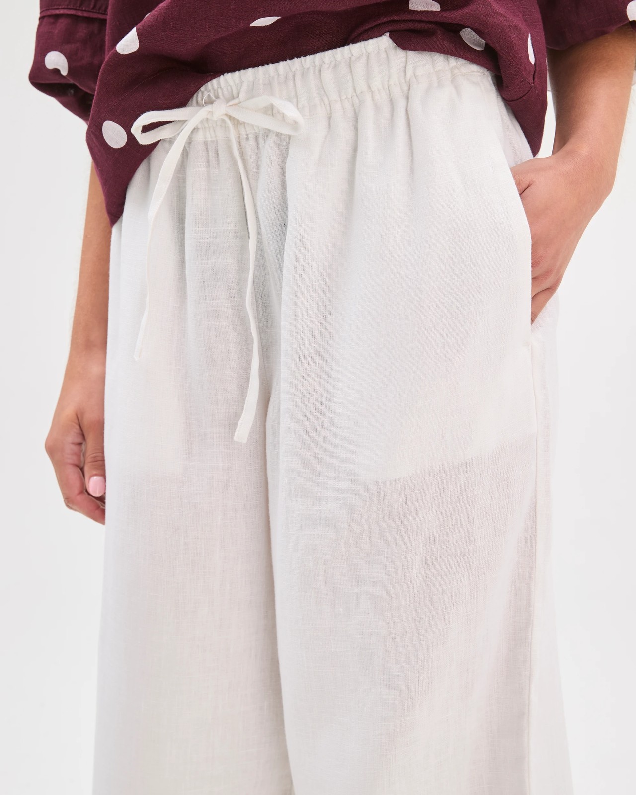 Petites European Linen Crop Wide Pants 4 of 5