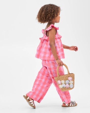 Woven Ruffle Top & Pants Coord Set