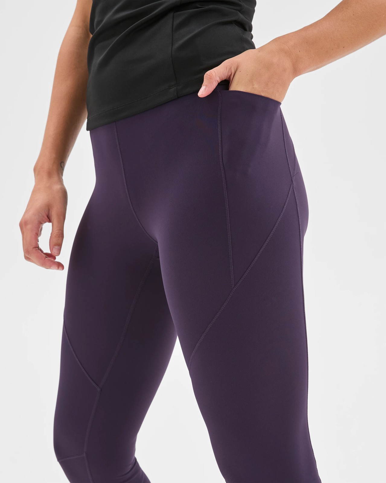 Active Infinity Sculpt Crop Length Tights - Purple Midnight 5 of 6