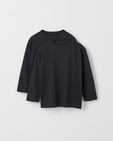 Organic Cotton 2 Pack Plain Long Sleeve T-Shirt