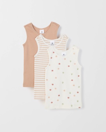 Baby Organic Cotton 3 Pack Print Rib Vest
