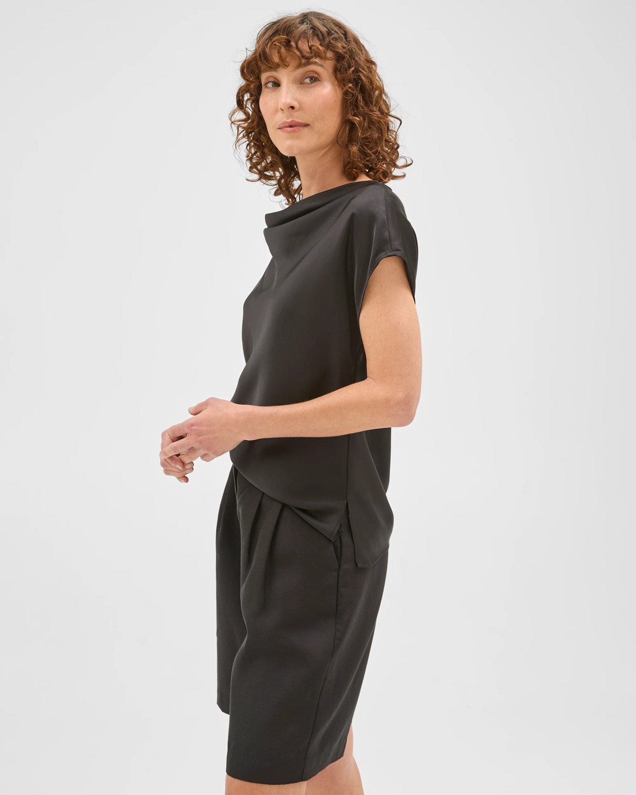 Preview Cowl Neck Drape Satin Blouse 5 of 5
