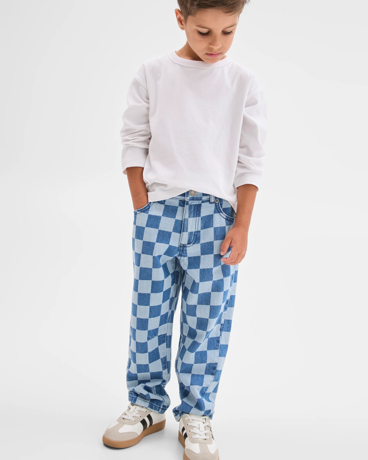 Straight Leg Denim Jeans - Checkers 3 of 5