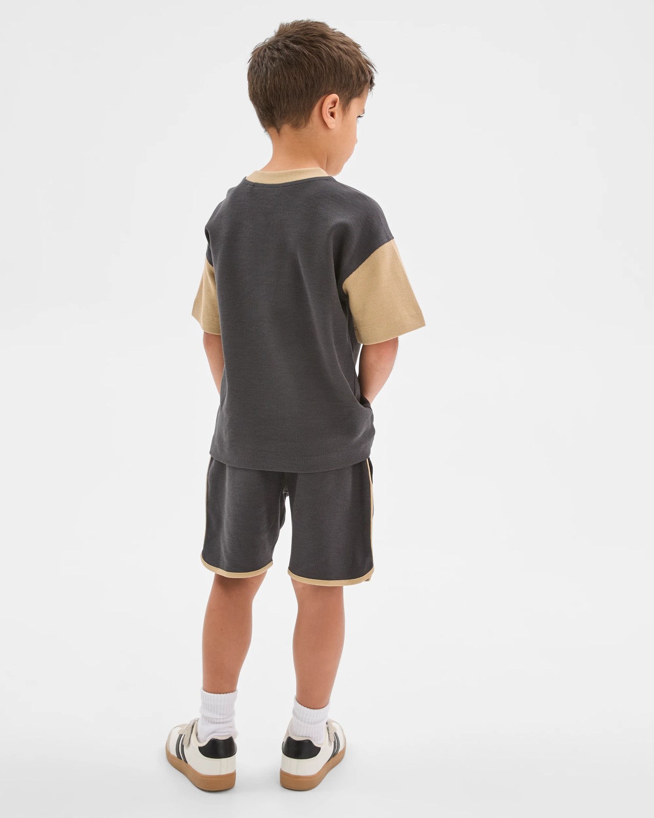 Australian Cotton Textured T-Shirt and Shorts 2 Piece Set - Phantom 4 of 5