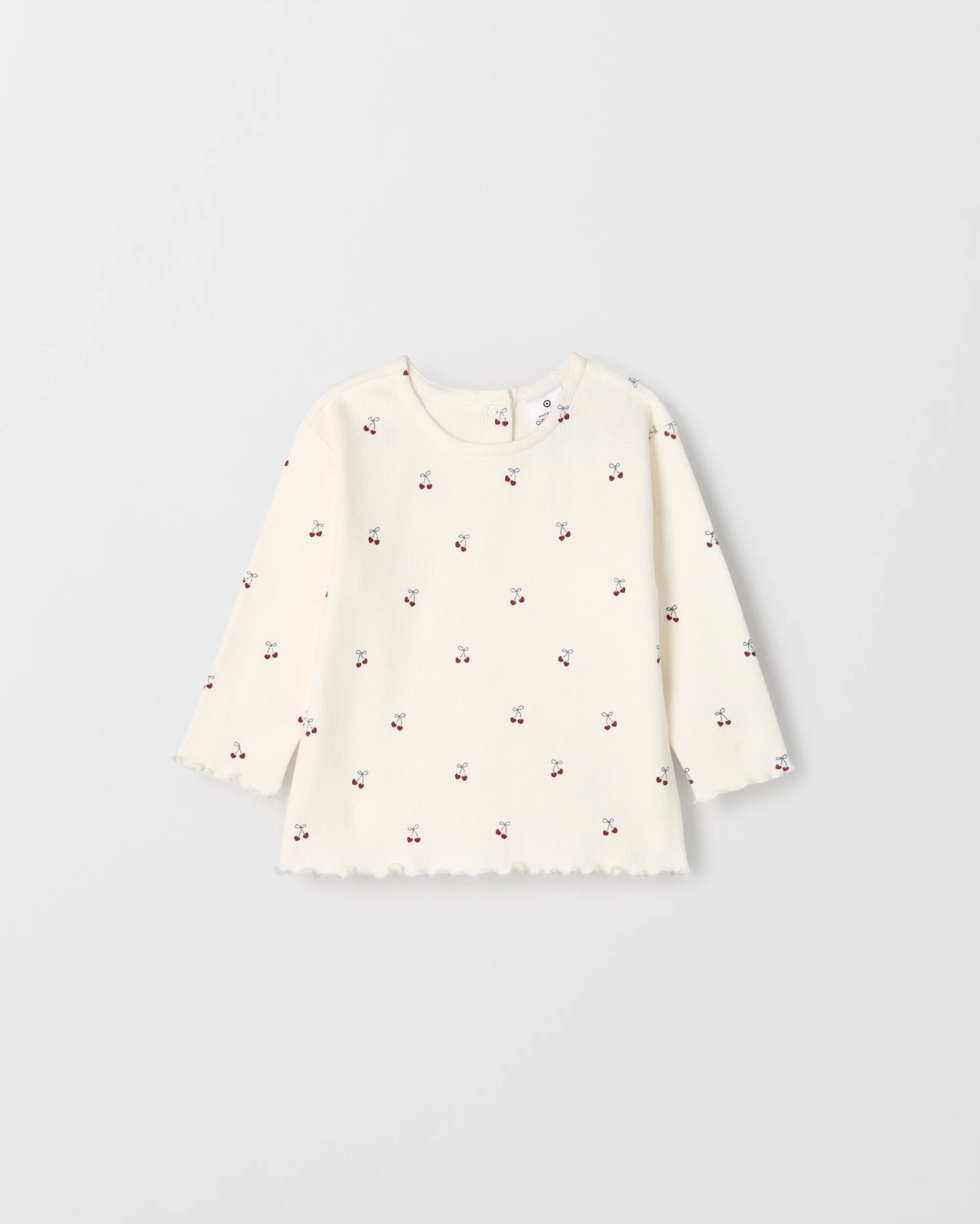 Baby Organic Cotton 2 Pack Long Sleeve Waffle & Rib T-Shirt - Cherries 2 of 4
