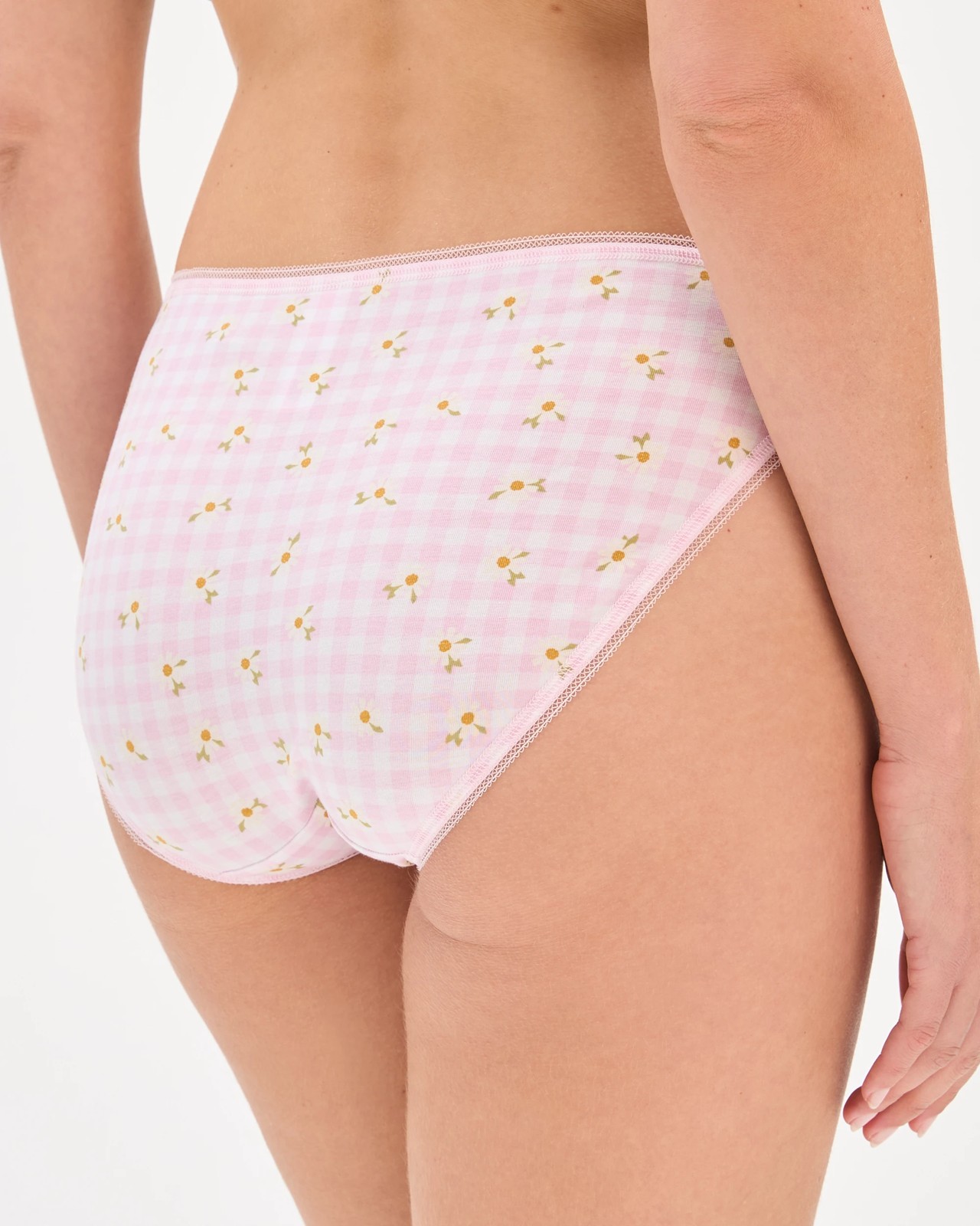 Australian Cotton 5 Pack Bikini Briefs - Gingham Daisies 4 of 5