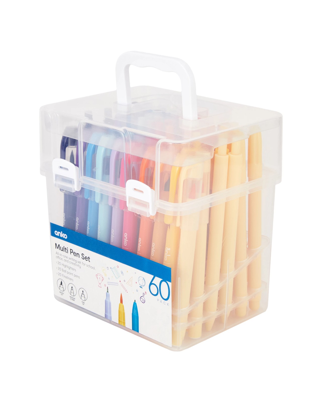 Anko 60 Pack Multi Pack Pen Set 2 of 6