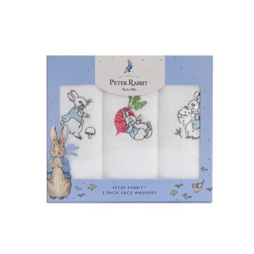 Peter Rabbit 3 Pack Face Washers - Blue
