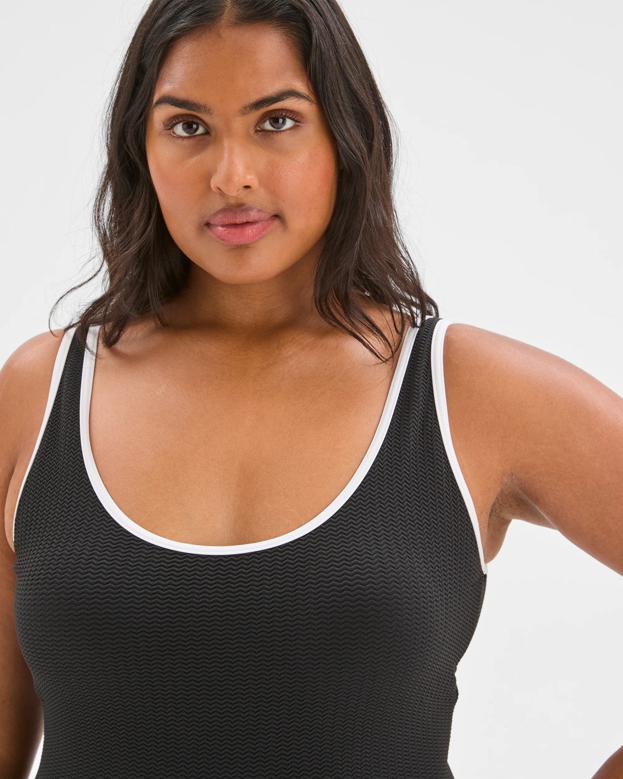 Scoop Neck Crinkle One Piece Swimsuit - Black 5 of 6