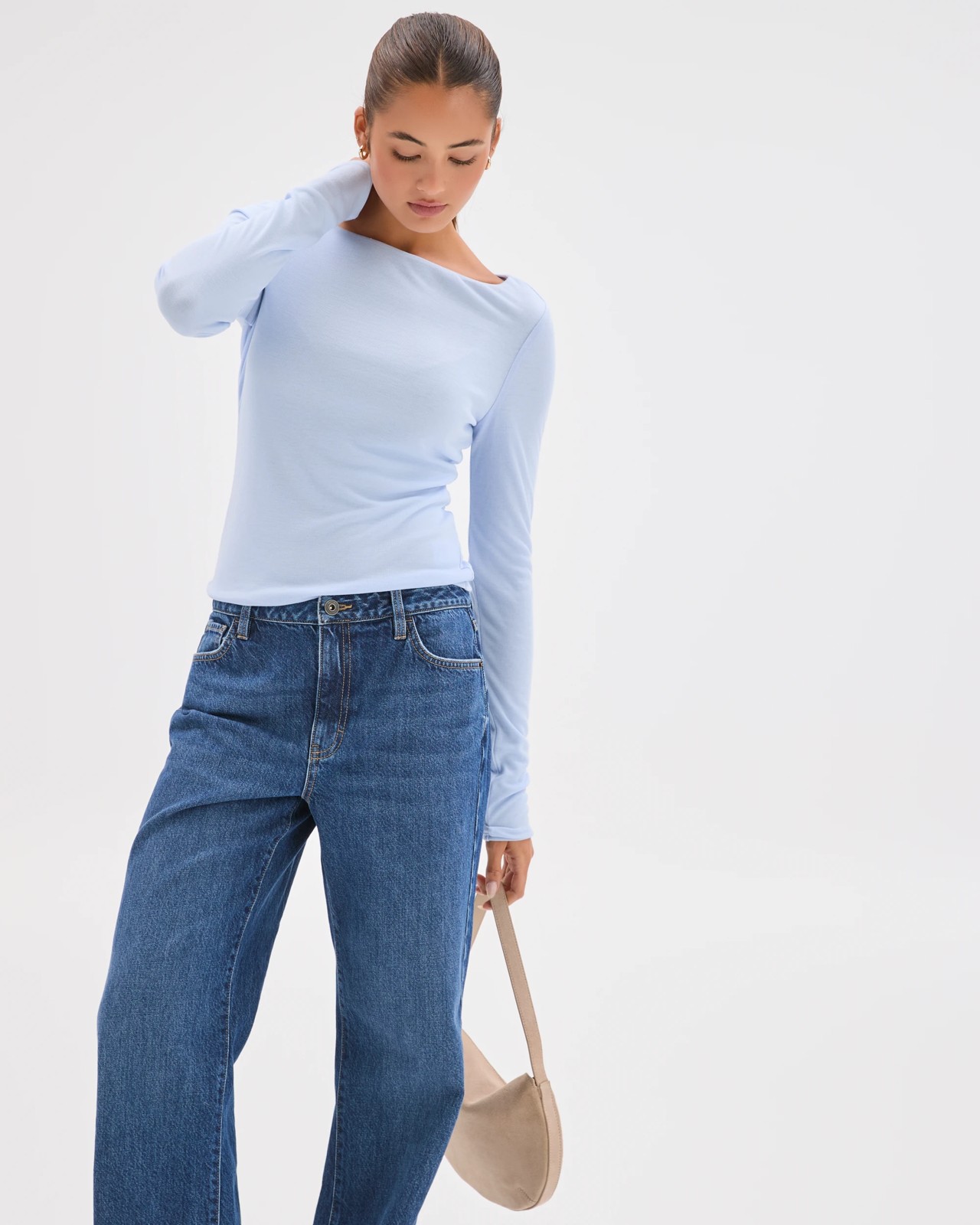 Lily Loves Double Layer Boat Neck Long Sleeve Top - Baby Blue 3 of 5