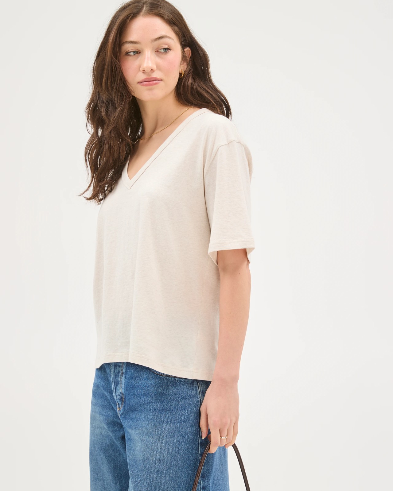 Lily Loves Australian Cotton V-Neck T-Shirt - Oatmarle 5 of 5
