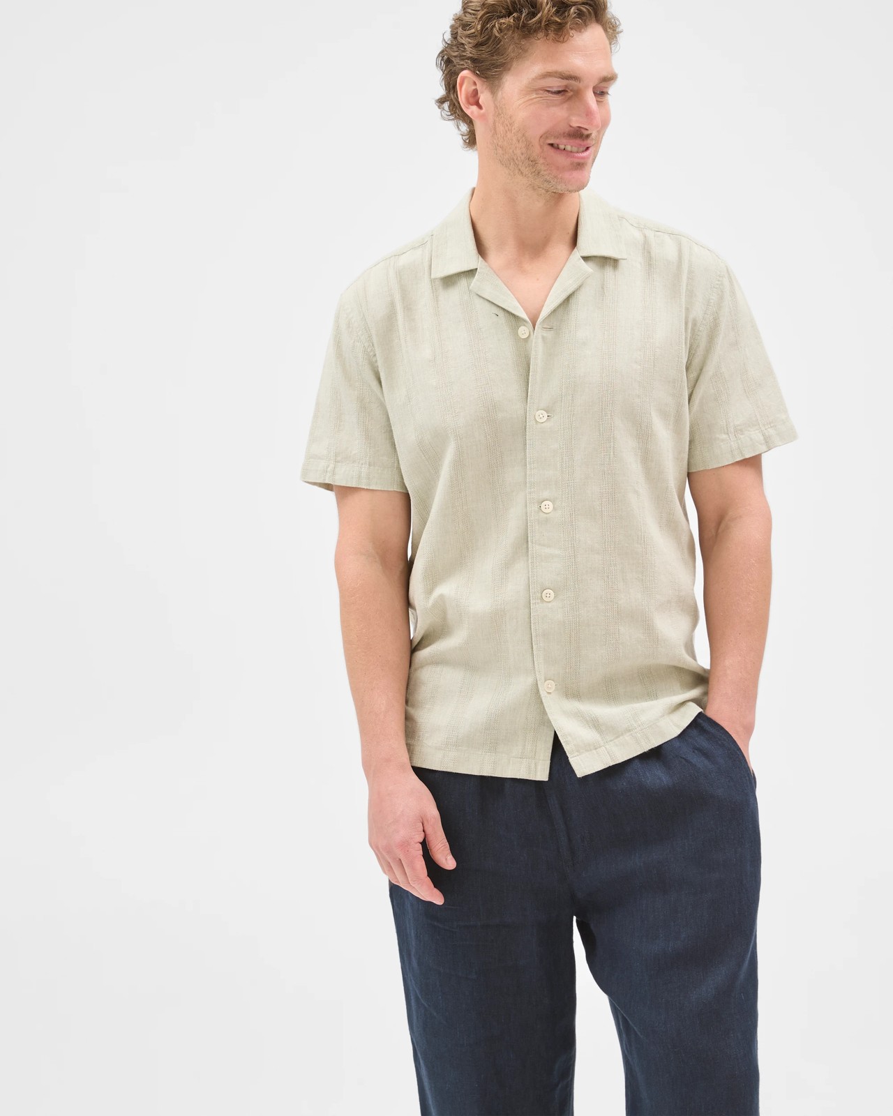 Short Sleeve Self Stripe Shirt - Shadow 2 of 6