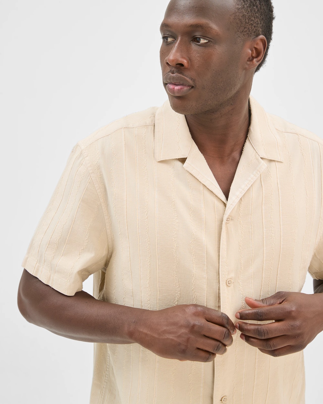 Commons Cotton Burnout Short Sleeve Shirt - Sand 3 of 5