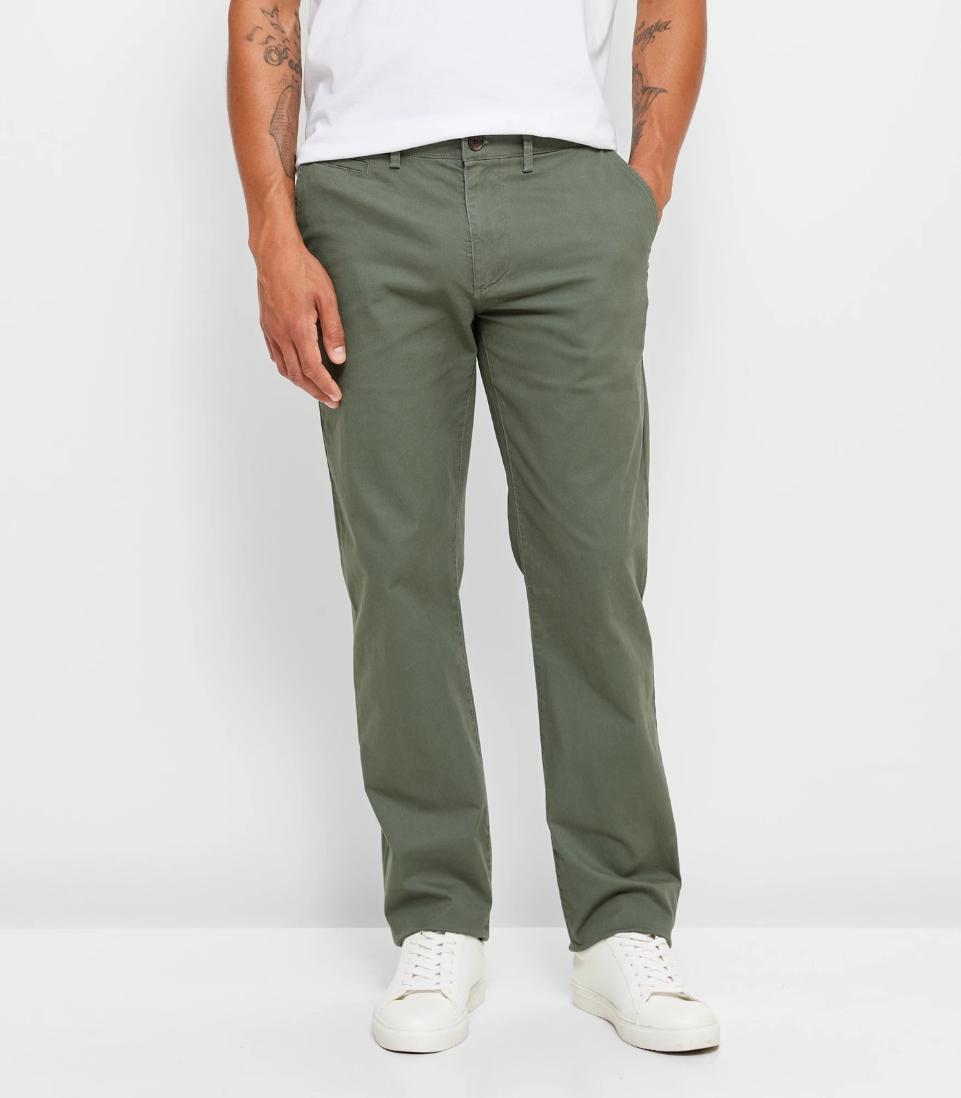 Khaki Green Chino  Tapered Cotton Stretch Trouser - ASKET