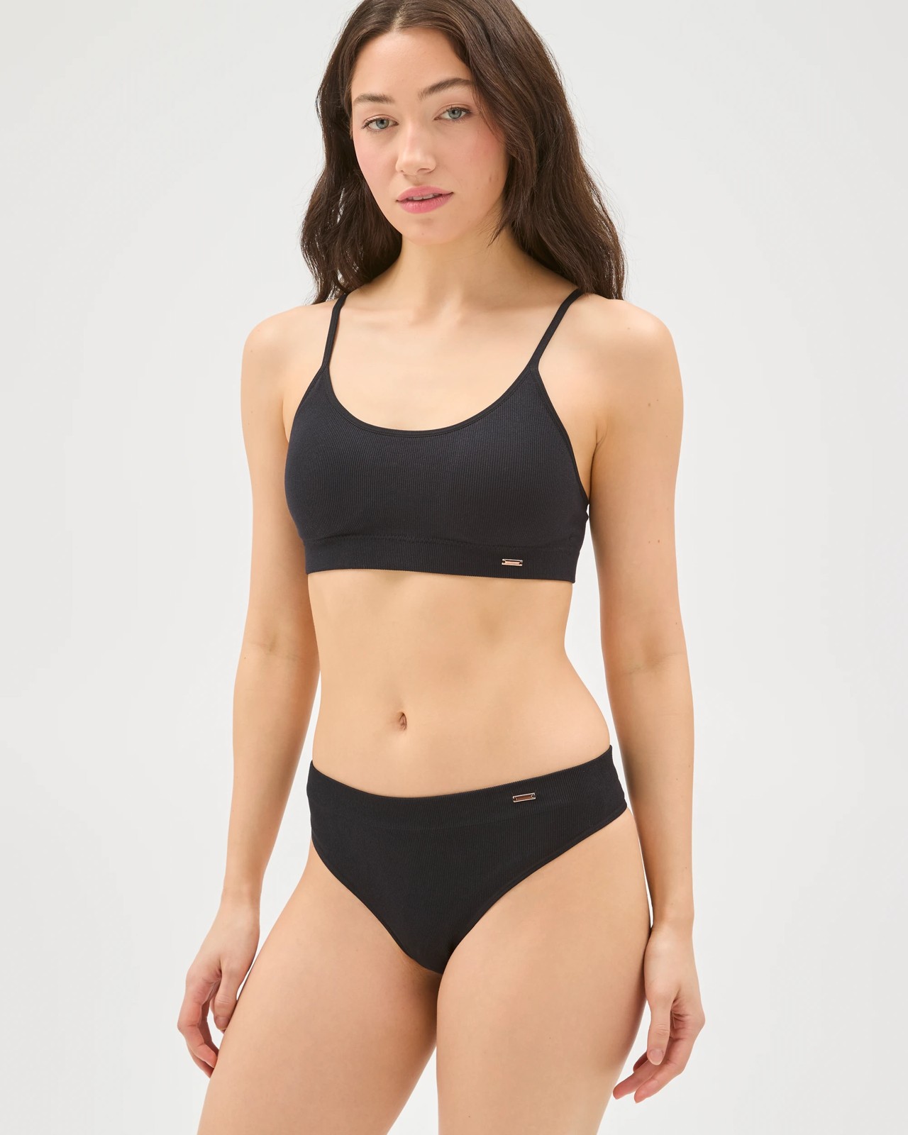 Lily Loves 2 Pack Rib Seamfree High Waist G-String Briefs - Black 5 of 5