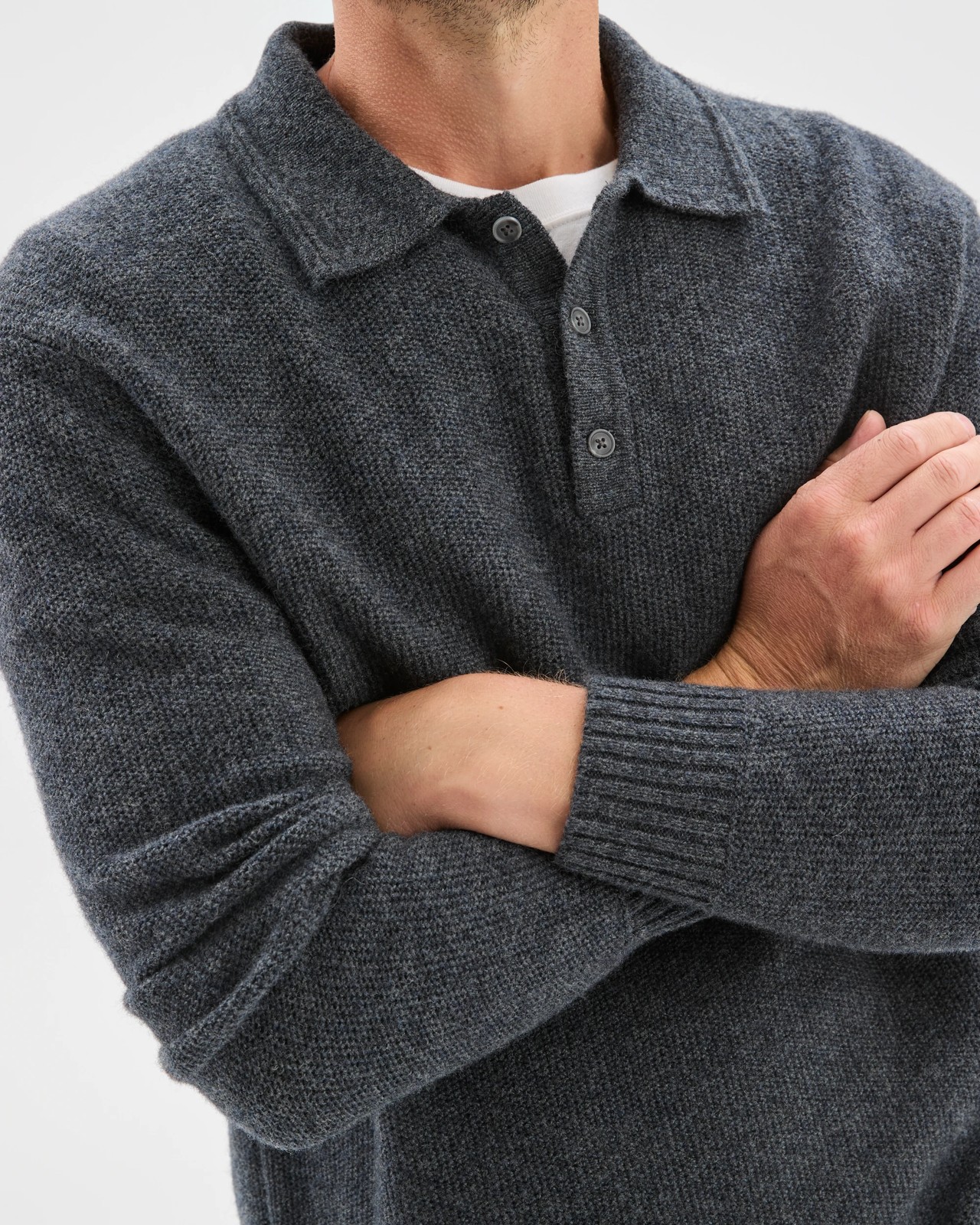 Lambswool Long Sleeve Knit Polo Top 5 of 5