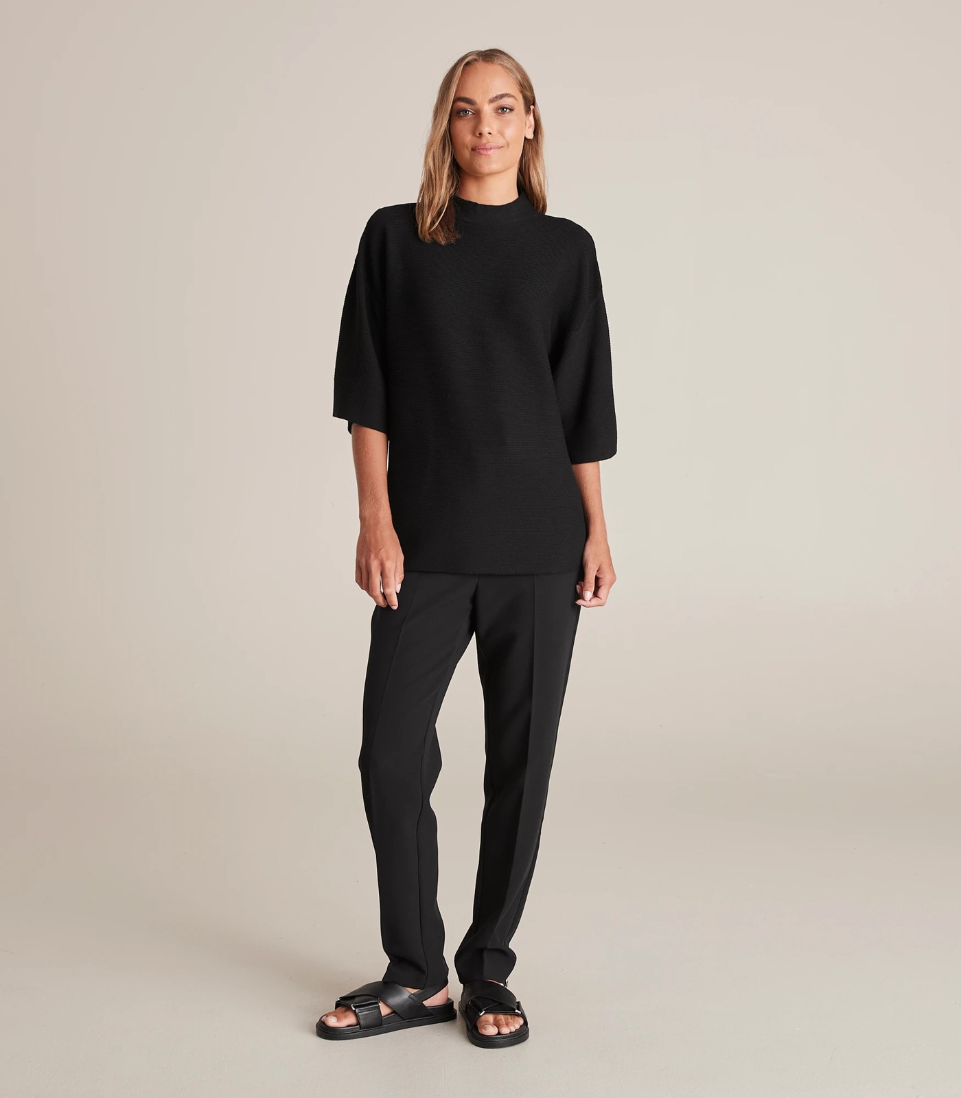 Preview Mock Neck Rib Knit Top 2 of 6