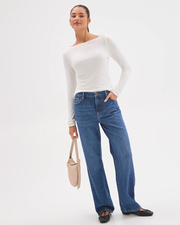 Lily Loves Double Layer Boat Neck Long Sleeve Top