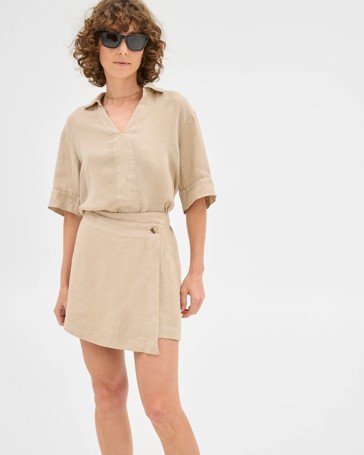 European Linen Wrap Skort