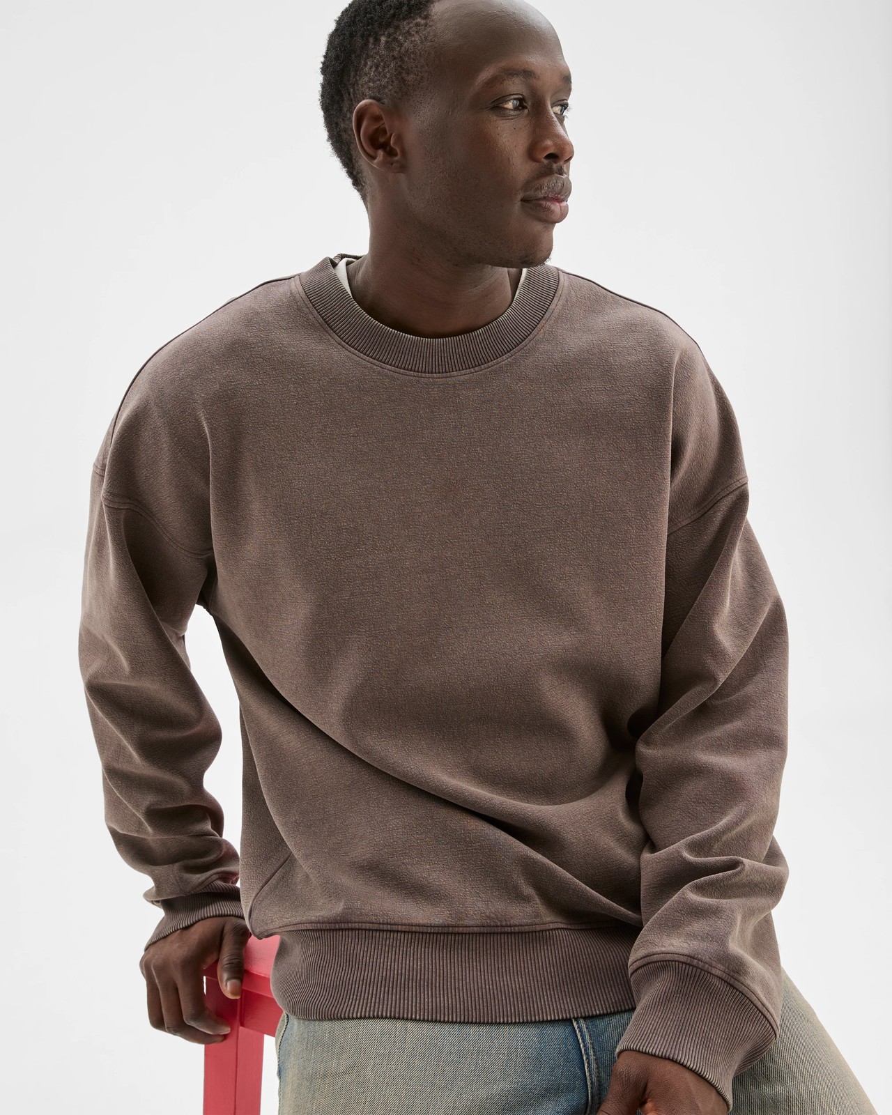 Commons Australian Cotton Blend Oversized Heavyweight Jumper - Chocolate Brown 2 of 6