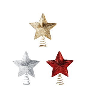 Tinsel Star Tree Topper, Assorted - Anko