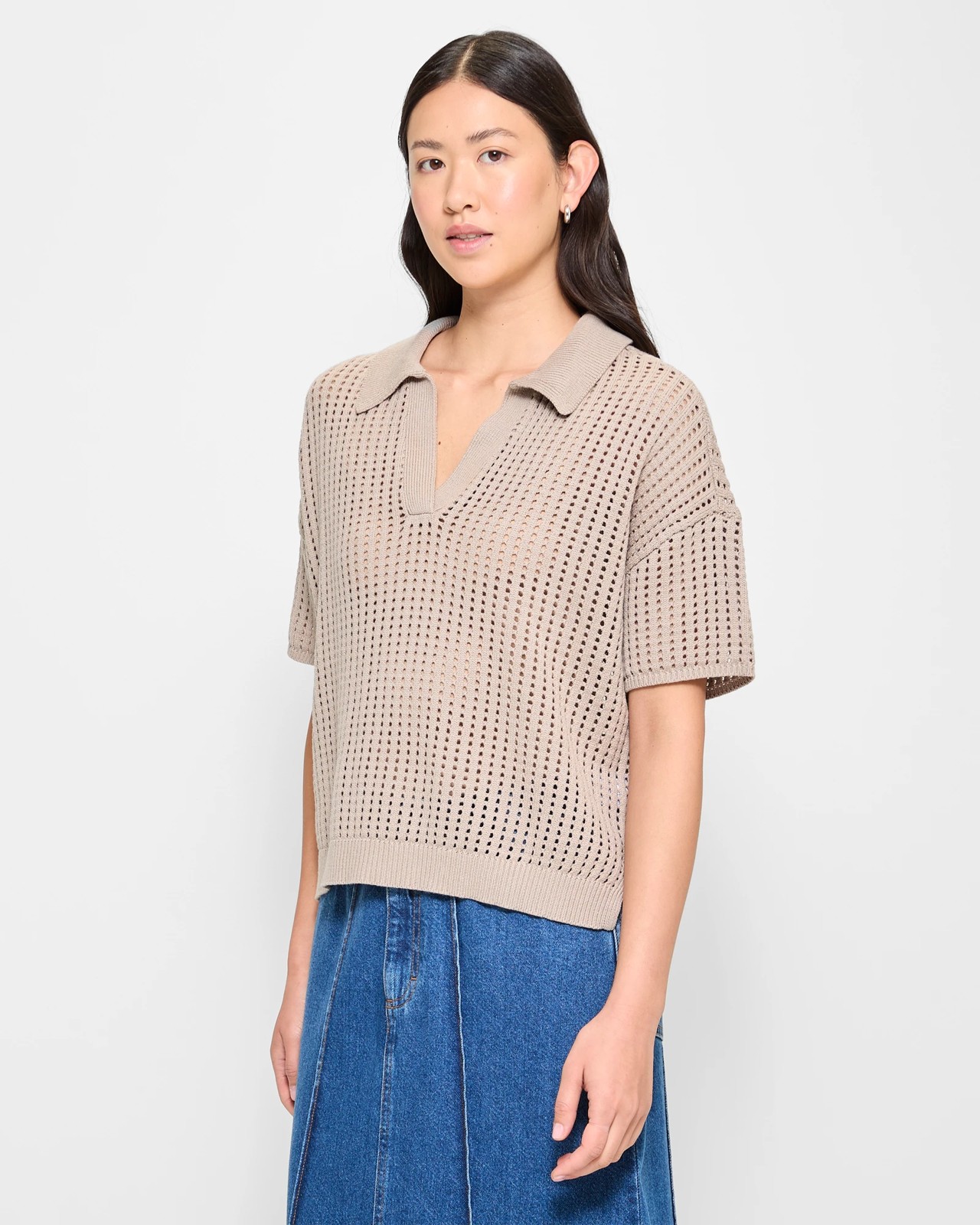 Australian Cotton Blend Knit Polo Top 3 of 5