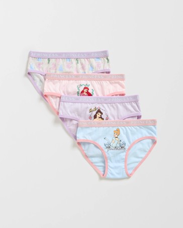 Disney Princesses Australian Cotton 4 Pack Younger Girls Briefs