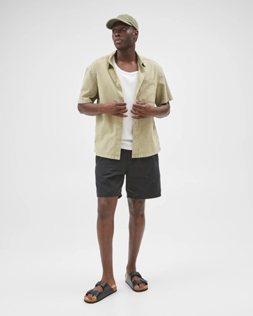Commons Australian Cotton Plain Textured Boxy Fit Short Sleeve Shirt
