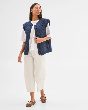 Sleeveless Zip Through Front Quilted Vest