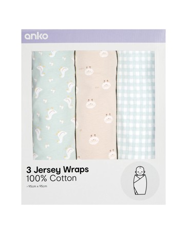 Anko 3 Pack Cotton Jersey Wraps