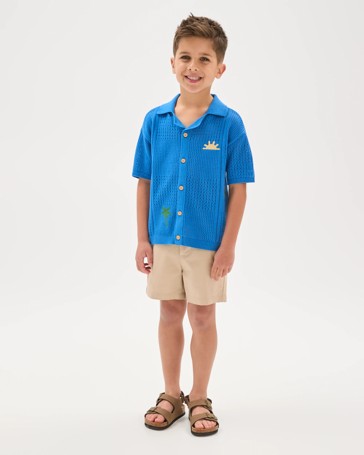 Australian Cotton Short Sleeve Knit Embroidered Shirt
