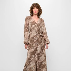 Long Sleeve V-Neck Midi Dress - Preview product image