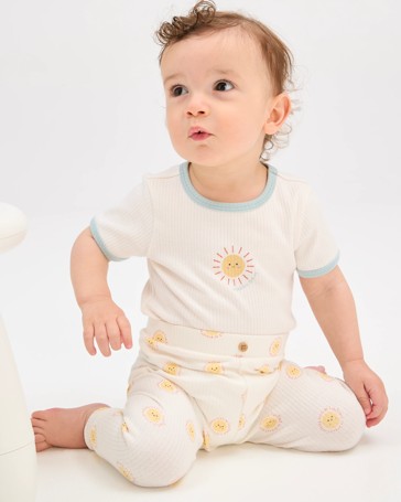 Baby Organic Cotton Ribbed Bodysuit and Leggings Set