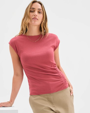 Australian Cotton Blend Soft Touch Front Gathered Seam T-Shirt