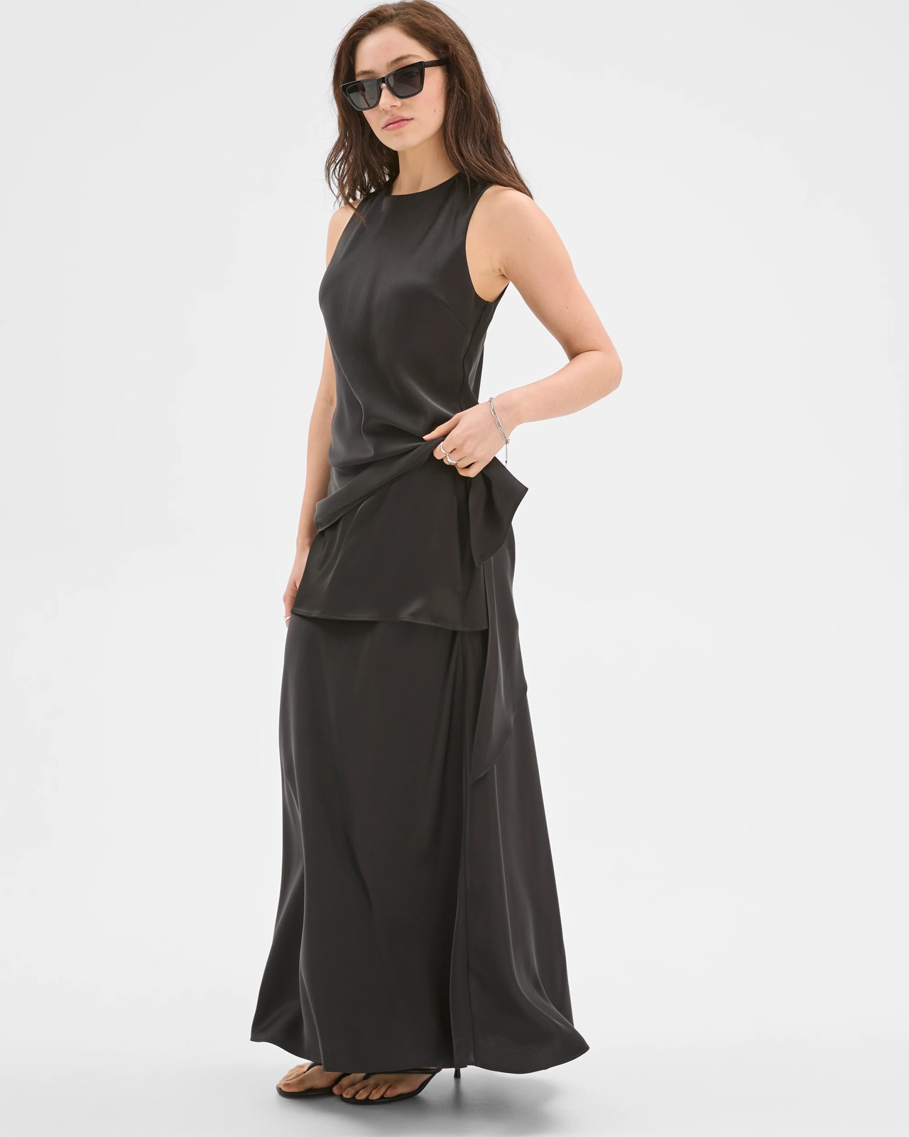 Lily Loves Layered Satin Maxi Skirt - Black 3 of 6