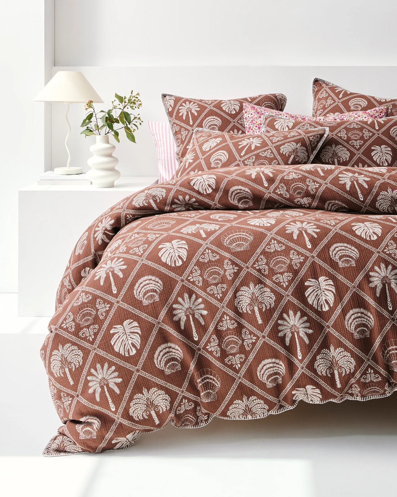 Alexandra Jacquard Palm Cotton Quilt Cover Set 2 of 6