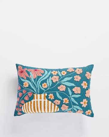 Emmie Embroidered Flower Cushion